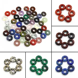 Natuursteen Donut Kralen Voor DIY Sieraden Maken Malachiet Rozenkwarts Lapis Lazuli Tijgeroog Gepolijste Abacus Kralen