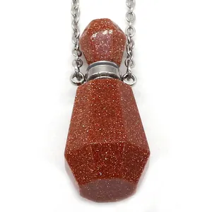 Goldstein Parfümflaschen Kette mit facettiertem Diamantschliff und silberner Kette