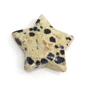 Detailweergave van een gepolijste dalmatiër jaspis steen in stervorm voor DIY sieraden