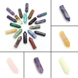 Pendente a Punta Prisma Esagonale in Pietra Naturale Per Creazione Gioielli Fai da Te Perle di Cristallo Curativo Accessori Artigianali Lucidati