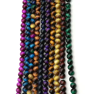 Perline Tonde in Vetro Effetto Occhio di Gatto Multicolore per Creazione Gioielli Fai da Te Bracciale Collana Accessorio Artigianale
