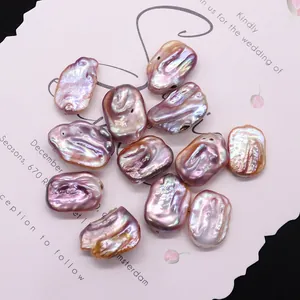 Perle d'acqua dolce barocche viola naturali rettangolari con riflessi per gioielli fai da te