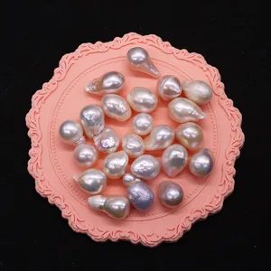 Perle d'acqua dolce barocche bianche naturali per gioielli fai-da-te su base decorata