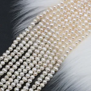 Natural freshwater potato pearls strand in creamy white for DIY jewelry making
