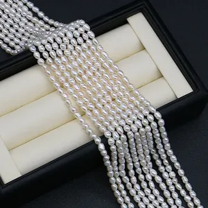 Hilos de perlas blancas naturales de agua dulce para collares DIY en bandeja de joyería