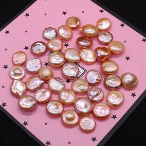 Unregelmäßige Barock-Süßwasserperlen mit metallischem Rosa- und Goldglanz für DIY-Schmuck
