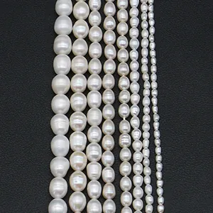 Natural Freshwater Rice Pearl Beads High Luster Loose Through Hole Pearls For DIY Necklace Bracelet Jewelry Making Accessories