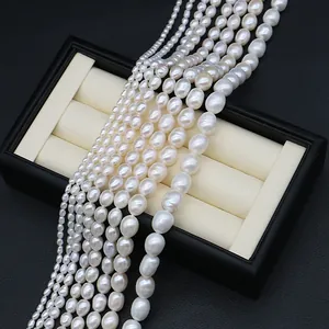 Lustrous white freshwater rice pearls in various sizes for DIY jewelry making