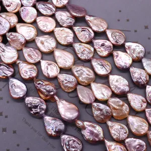 Natürliche lila Barockperlen mit Metallglanz in Tropfenform für DIY Schmuckherstellung