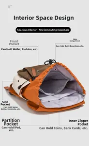 Innenansicht der Fächeraufteilung des wasserabweisenden Outdoor-Wanderrucksacks