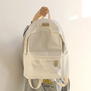 Minimalist waterproof cream Oxford cloth backpack with large capacity for daily use