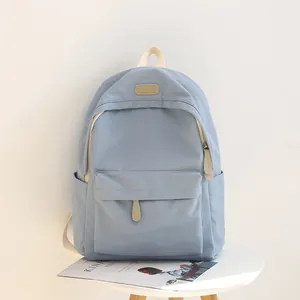 Waterproof light blue oxford backpack with large capacity for students and travel use
