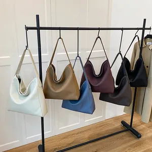 Bolsos tote retro de cuero suave en seis colores con gran capacidad y estilo casual