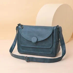 Borsa a Tracolla Vintage in Pelle PU Donna Grande Capacità Motivo Litchi Borsa a Spalla Quadrata per Uso Quotidiano Casual