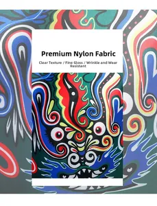 Detailed macro of water-resistant nylon fabric with traditional dragon embroidery
