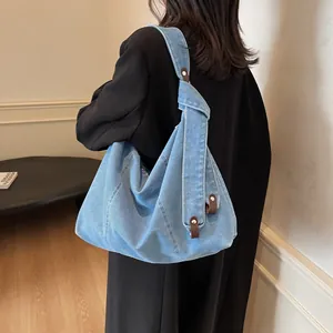Μεγάλη Χωρητικότητα Denim Tote Τσάντα Βίντατζ Πλυμένο Hobo Τσάντα Ώμου για Γυναίκες Casual Καθημερινή Ταξίδι Μόδα Τσάντα Χειρός