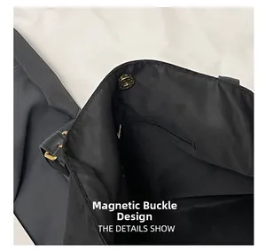 Internal view of the tote bag showing magnetic closure and interior zipper pocket