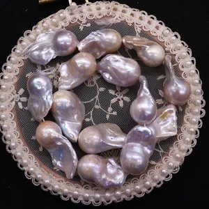Ensemble de perles d'eau douce baroques avec reflets irisés pour création bijoux