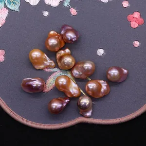 Irregular baroque freshwater pearls in metallic purple and champagne for DIY jewelry