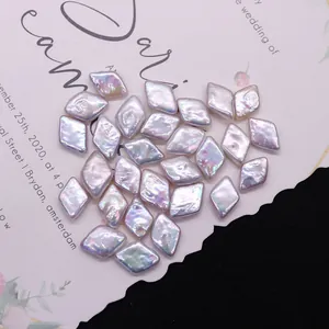 Irregular rhombus natural freshwater pearls with iridescent purple luster for DIY jewelry