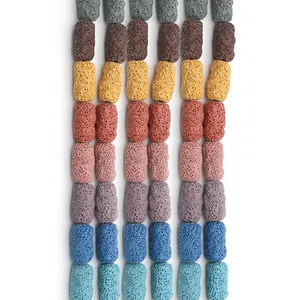 Natürliche Lava Stein Zylindrische Röhrenperlen Bunte Vulkanische Gestein Lose Perlen Für DIY Schmuckherstellung Aromatherapie