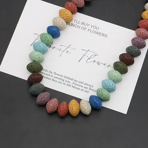 Colorful lava stone abacus beads for DIY jewelry with natural porous texture