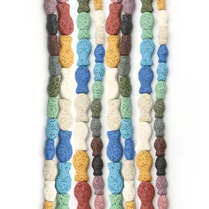 Perline in Pietra Lavica Naturale a Forma di Pesce e Teschio per Creazione Gioielli DIY Perline Diffusore Colorate