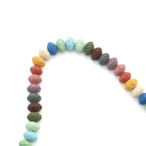 Abacus shaped colorful lava stone beads for DIY jewelry making with porous texture