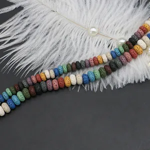 Perle piatte di pietra lavica colorata per gioielli diffusori di oli essenziali DIY