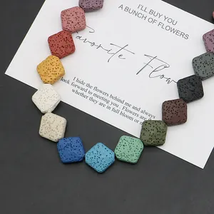 Bunte quadratische Lavastein-Perlen mit poröser Textur für DIY-Schmuckherstellung