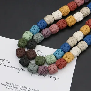 Colorful cube volcanic lava stone beads for essential oil aromatherapy DIY jewelry