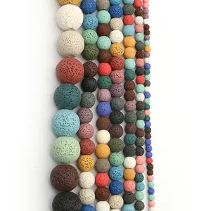 Perle Tonde in Pietra Lavica Vulcanica Naturale Perle Diffusore Porose per la Creazione di Gioielli Fai-da-te Bracciali Collane Accessori