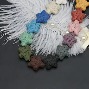 Bunte Lava-Vulkanstein-Perlen in Sternform für DIY-Schmuck und Aromatherapie-Zubehör
