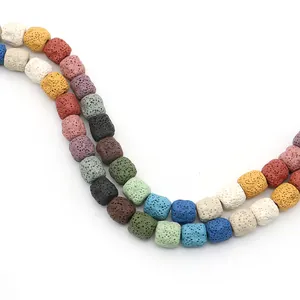 Colorful cylindrical lava stone beads for aromatherapy essential oil DIY jewelry