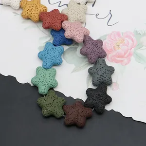 Sternförmige Lavastein-Perlen in bunten Farben für DIY Aromatherapie-Schmuck