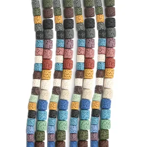 Natural Porous Lava Stone Beads Cylindrical Volcanic Rock Loose Beads For DIY Jewelry Making Bracelet Necklace Handmade Accessories
