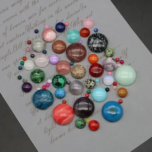 Pietre preziose cabochon tonde assortite in agata e quarzo per creazione gioielli fai da te