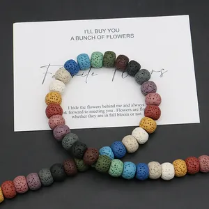 Colorful natural volcanic lava stone beads for DIY jewelry making with porous texture