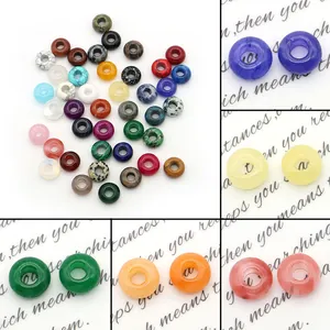 Natuursteen Donut Ring Kralen Groot Gat Ping'an Kou Kristal Amethist Turkoois Agaat Voor DIY Sieraden Maken Armband Ketting