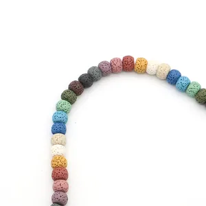 Colorful natural lava stone beads in flat round abacus shape for DIY jewelry making