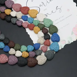 Bunte herzförmige Lavastein-Perlen für Aromatherapie DIY-Schmuckherstellung Projekte
