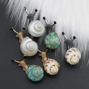 Set de 6 broches de caracol de concha natural en oro y plata para joyería de playa DIY