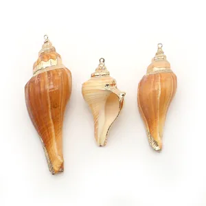 Détail de pendentifs en conque naturelle avec dorure pour la création de bijoux DIY
