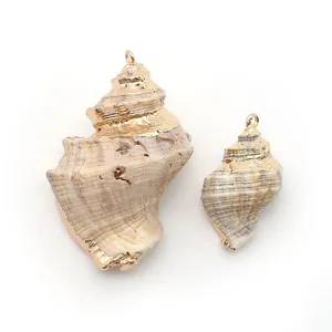 Détails de coquillages naturels avec bords dorés et anneaux métalliques pour bijoux DIY
