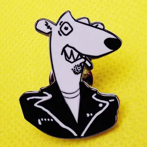 Insigne en émail du groupe punk Screeching Weasel avec un belette de dessin animé