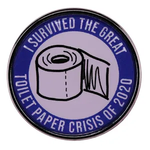 Humoristique I Survived The Great Toilet Paper Crisis Of 2020 Épingle Émail Badge Métal Broche Pour Sacs Vestes Accessoires