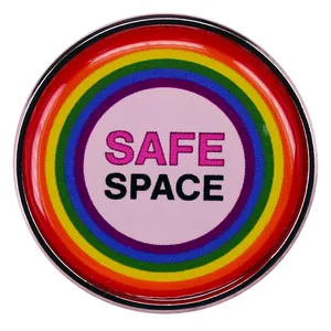Safe Space Rainbow Enamel Pin Metal Alloy Round Badge Decorative Accessory For Clothes Bags Backpacks Women Men Jewelry