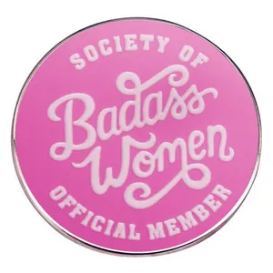 Society Of Badass Women Official Member Round Enamel Pin Badge Pink Alloy Brooch Lapel Pin For Jackets Bags Jewelry For Women