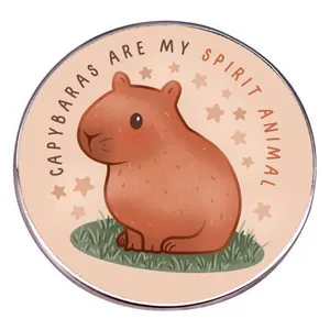 Cartoon Capybara Spirit Animal Enamel Pin Badge Cute Round Alloy Brooch For Backpack Clothing Decorative Accessories Gift