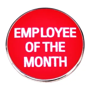 Round Metal Employee Of The Month Brooch Pin Red Enamel Award Badge For Office Recognition Excellent Staff Member Gift